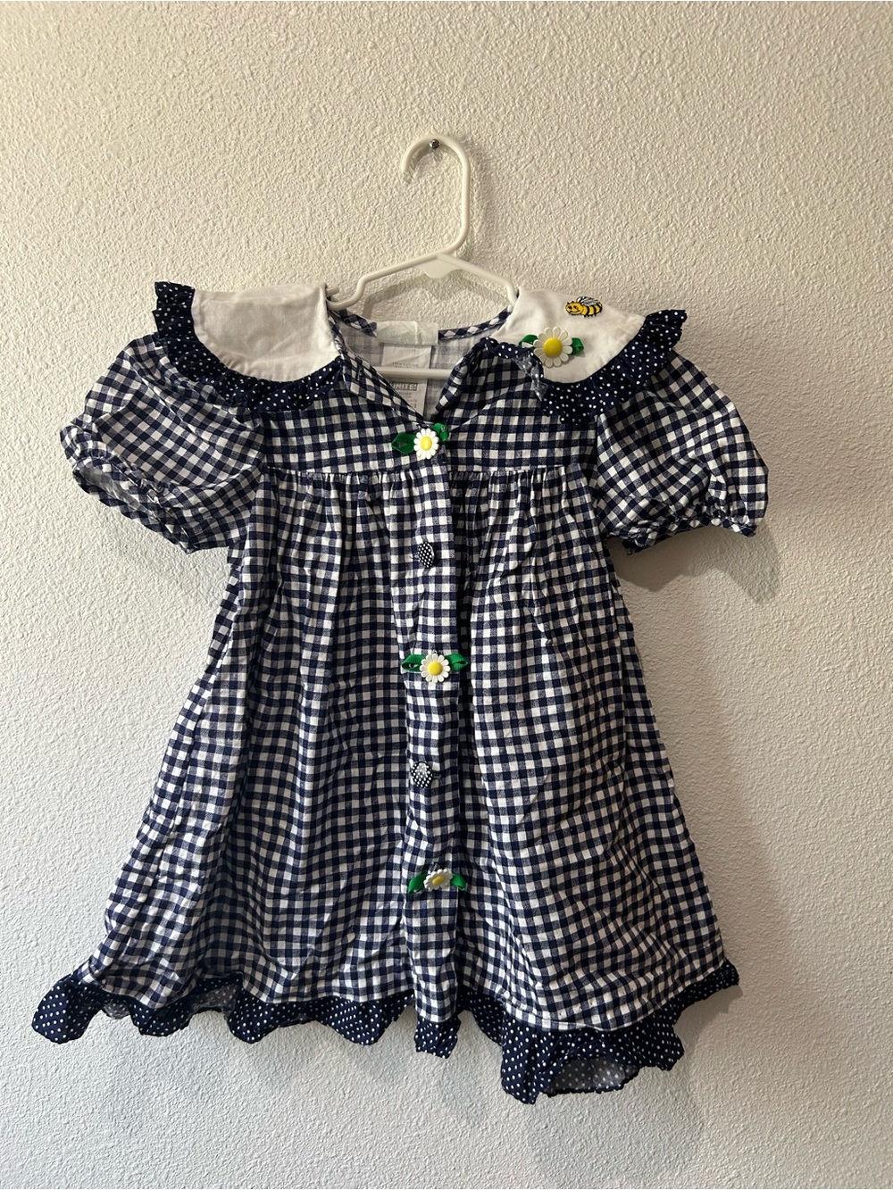 Vintage Peter Pan Collar Navy Gingham Dress